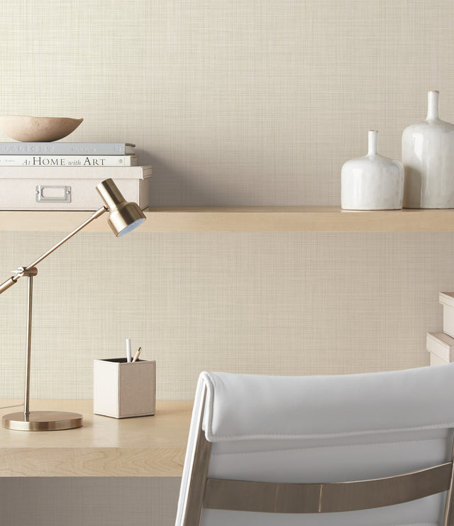Traverse Cream Wallpaper with Crosshatch Weave Pattern - York OM3653