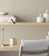 Traverse Brown Wallpaper with Woven Crosshatch Weave Pattern - York OM3654