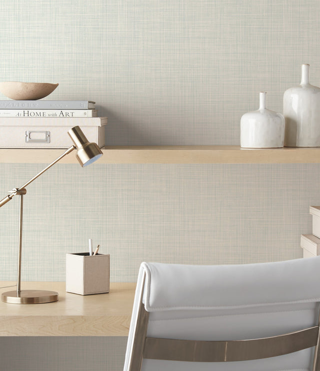 Traverse White Wallpaper with Woven Weaves Pattern - York OM3655
