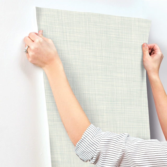Traverse White Wallpaper with Woven Weaves Pattern - York OM3655