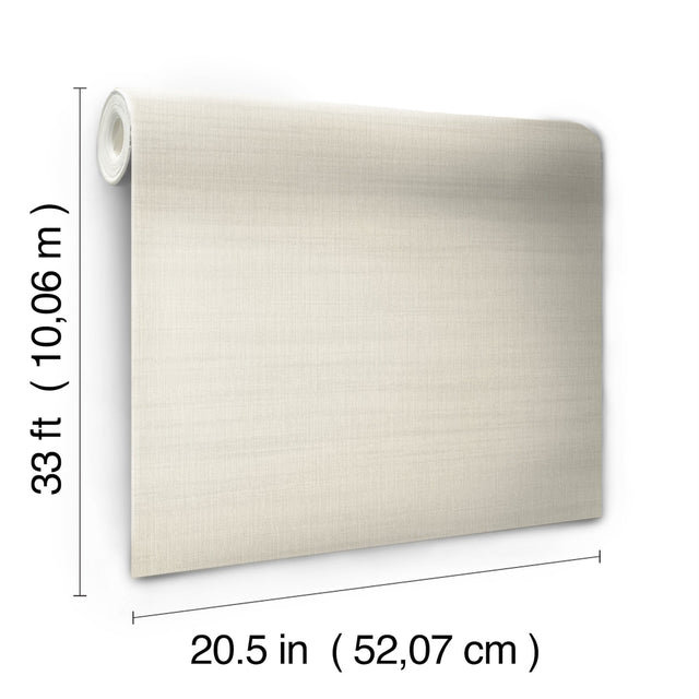 Washed Linen Cotton Beige Prepasted Wallpaper, Sure Strip Solids - York OM3661