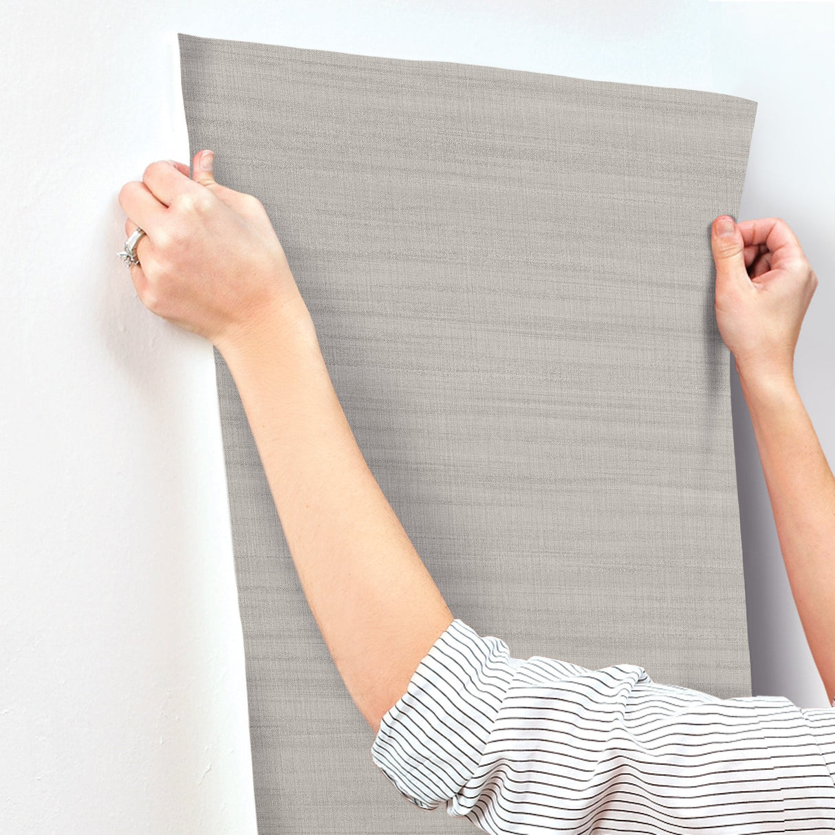 Washed Linen Gravel Wallpaper with Textured Solid in Transitional Style - York OM3664