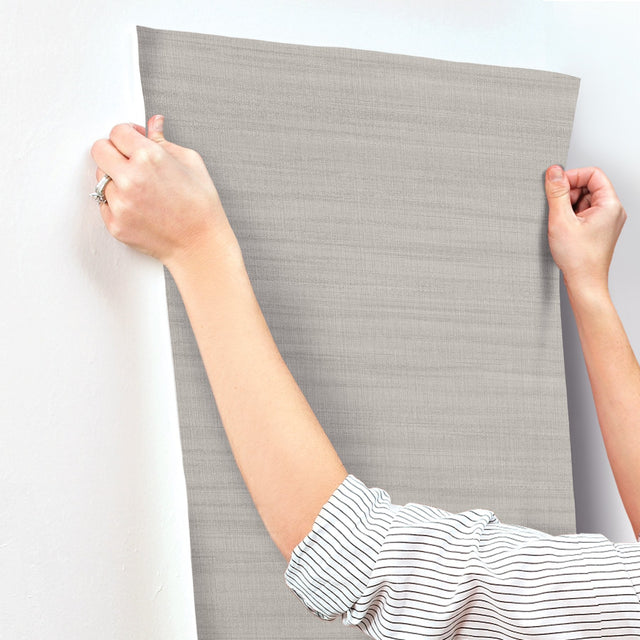 Washed Linen Gravel Wallpaper with Textured Solid in Transitional Style - York OM3664