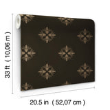 Honey Bee Gold & Black Wallpaper with Metallic Bee Medallion Pattern - York ON1642