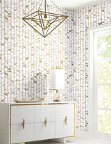 Perfect Petals White & Gold Wallpaper with Modern Organic Petal Motif - York OS4201