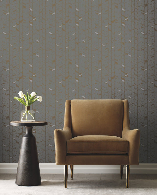 Perfect Petals Grey & Gold Wallpaper
