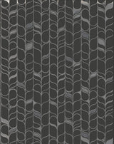 Perfect Petals Black & Silver Wallpaper with Modern Geometric Organic Stems - York OS4205