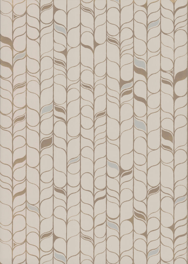Perfect Petals Beige & Gold Wallpaper with Metallic Organic Stem Motif - York OS4206