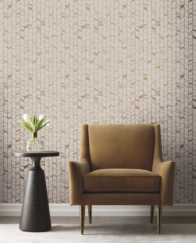 Perfect Petals Beige & Gold Wallpaper with Metallic Organic Stem Motif - York OS4206