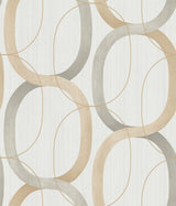 Interlock Dark Taupe Geometric Wallpaper with Metallic Oval Lattice - York OS4212