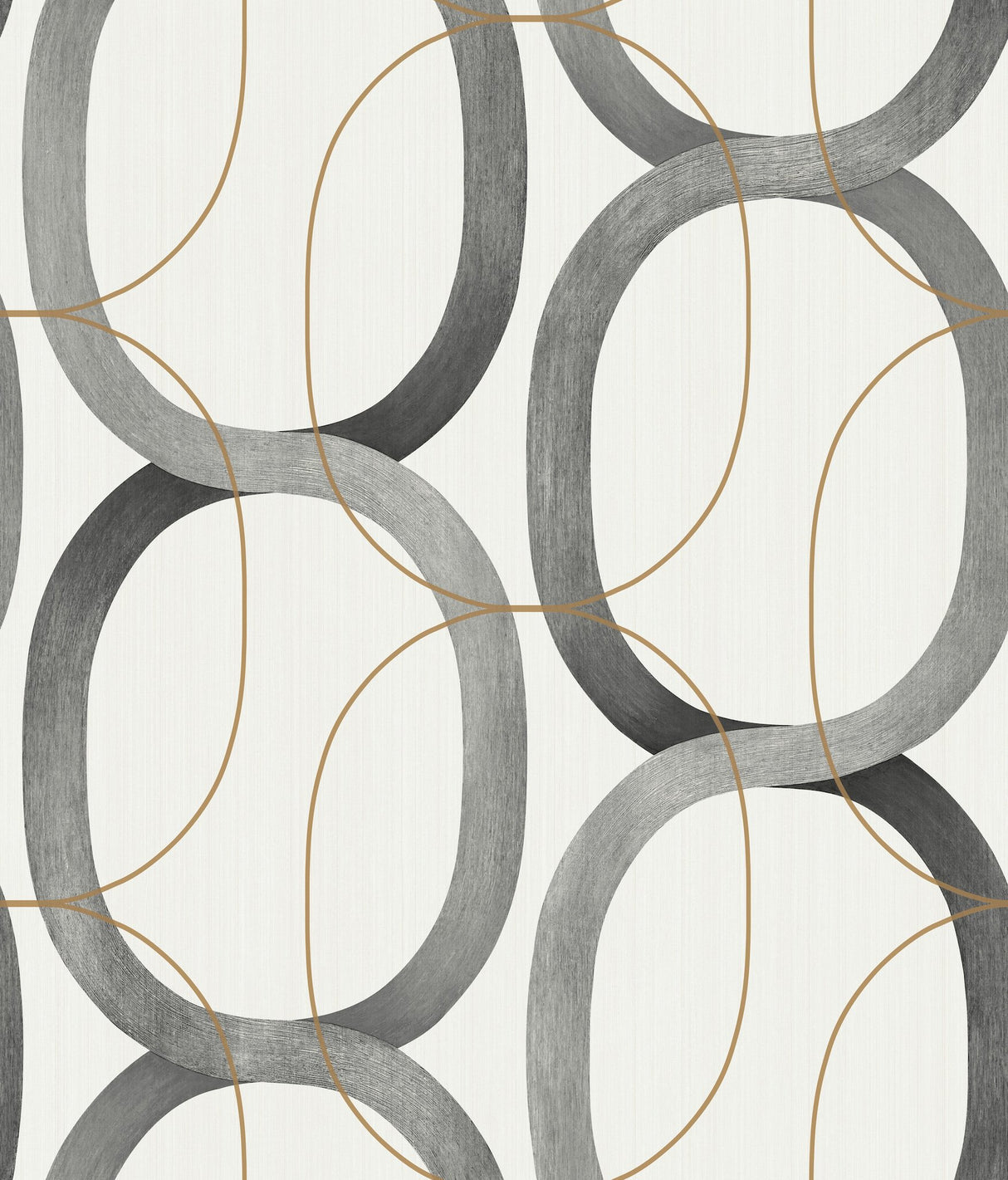 Interlock Black & Gold Geometric Wallpaper with Metallic Oval Lattice - York OS4213