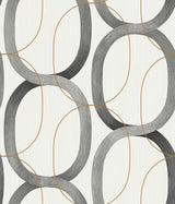 Interlock Black & Gold Geometric Wallpaper with Metallic Oval Lattice - York OS4213