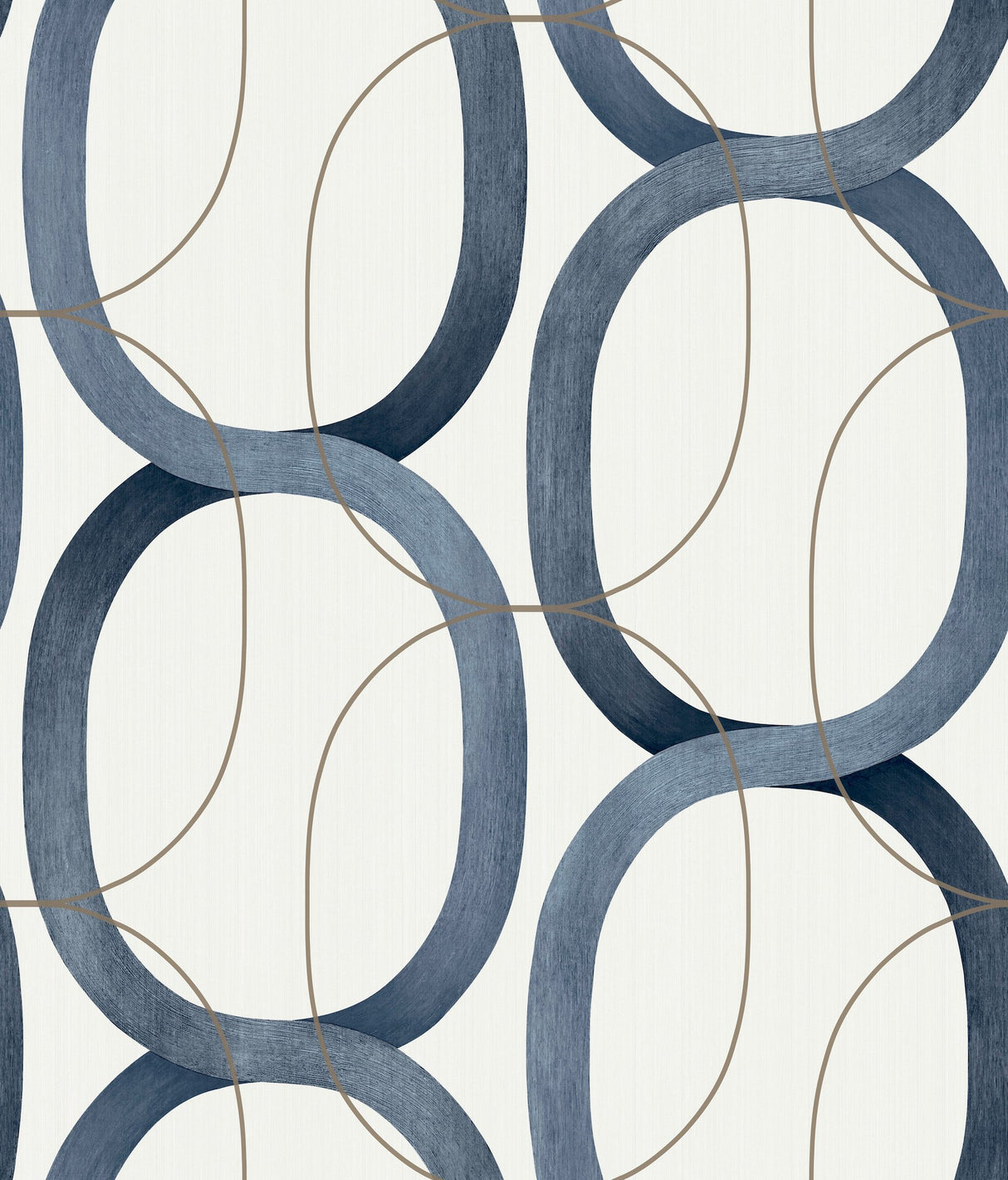 Interlock Navy Geometric Wallpaper with Metallic Oval Lattice - York OS4215