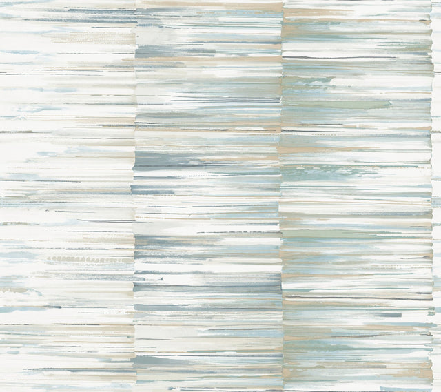 Artist's Palette Cream & Blue Wallpaper with Painterly Geometric Brushstroke Pattern - York OS4233