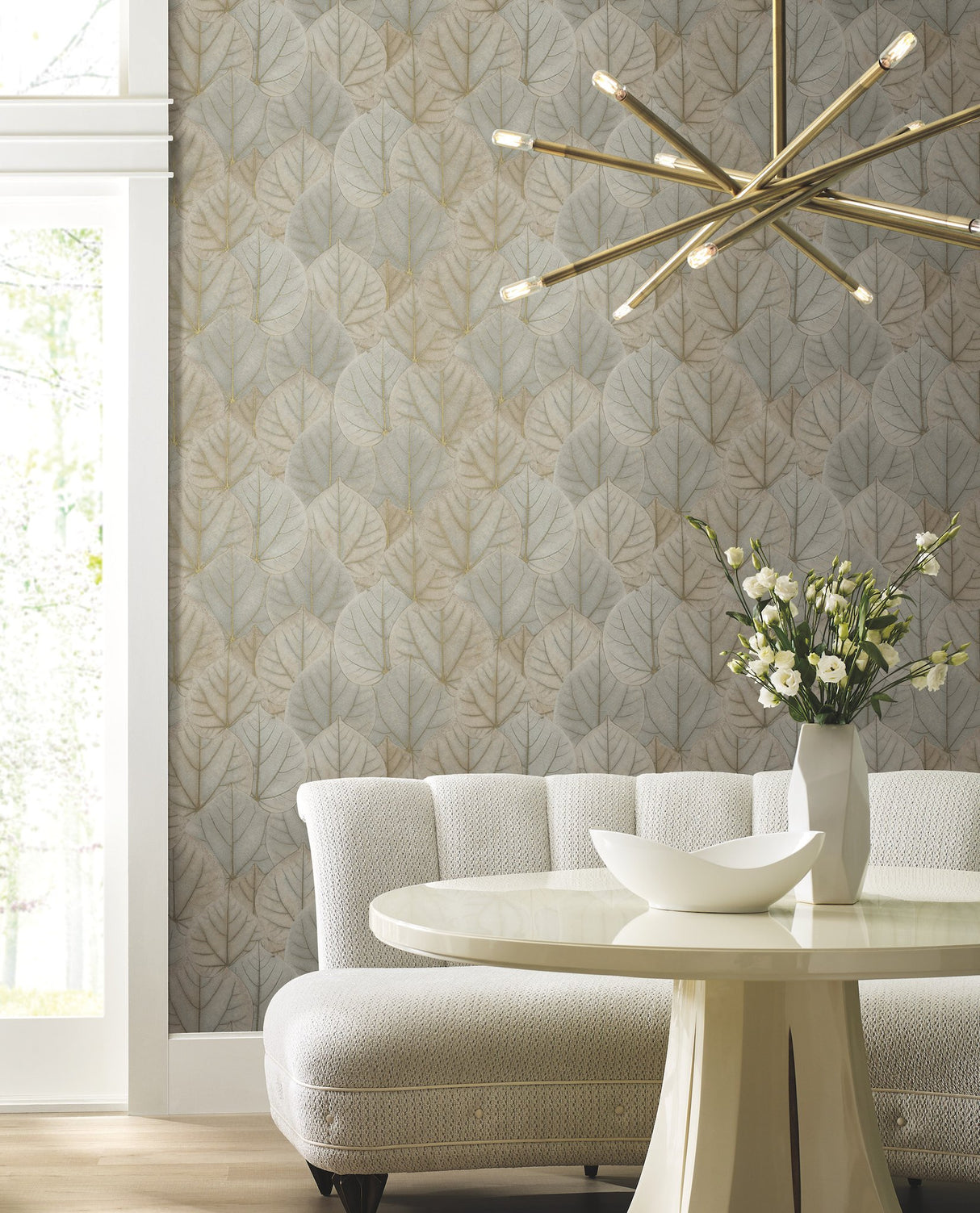 Leaf Concerto Taupe Wallpaper with Botanical Leaf Pattern - York OS4243