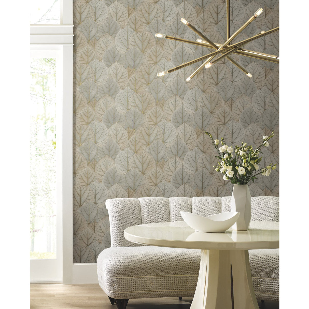 Leaf Concerto Taupe Wallpaper with Botanical Leaf Pattern - York OS4243