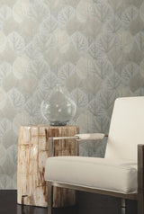 Leaf Concerto Grey Wallpaper with Botanical Leaf Pattern - York OS4246