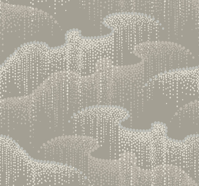 Moonlight Pearls Taupe Wallpaper with Metallic Dot Waterfall Motif - York OS4262