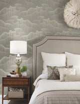 Moonlight Pearls Taupe Wallpaper with Metallic Dot Waterfall Motif - York OS4262