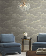 Moonlight Pearls Taupe Wallpaper with Metallic Dot Waterfall Motif - York OS4262