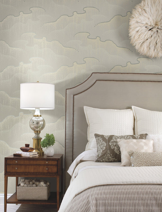 Moonlight Pearls Light Taupe Geometric Wallpaper - York OS4265