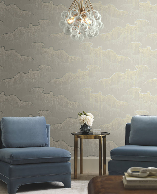 Moonlight Pearls Light Taupe Geometric Wallpaper - York OS4265