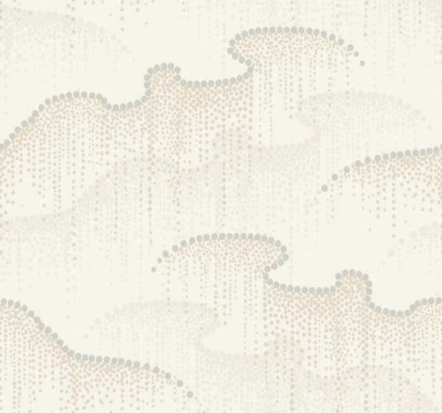 Moonlight Pearls Cream Wallpaper with Geometric Metallic Ribbon Motif - York OS4266