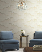 Moonlight Pearls Cream Wallpaper with Geometric Metallic Ribbon Motif - York OS4266