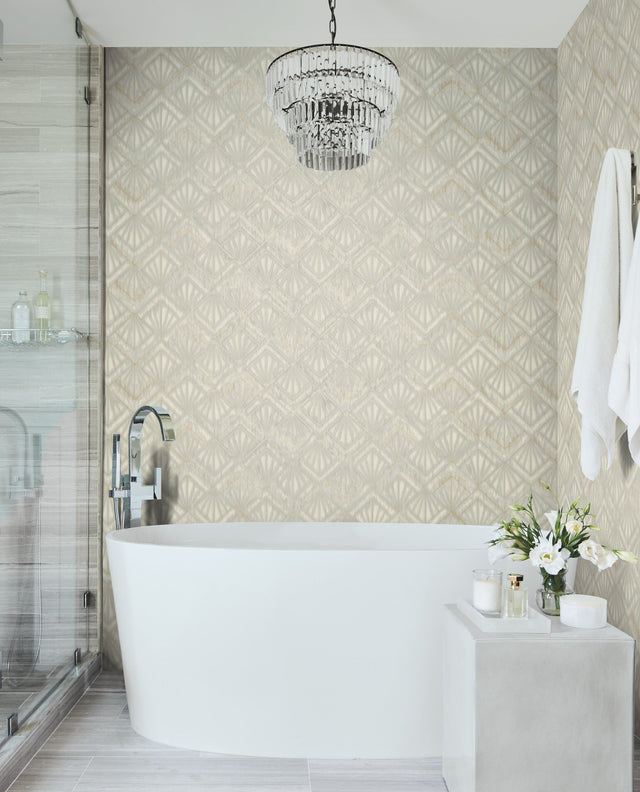 Modern Shell Grey & Beige Geometric Wallpaper - York OS4271