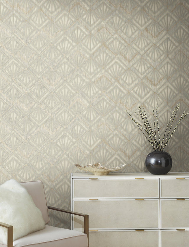 Modern Shell Grey & Beige Geometric Wallpaper - York OS4271