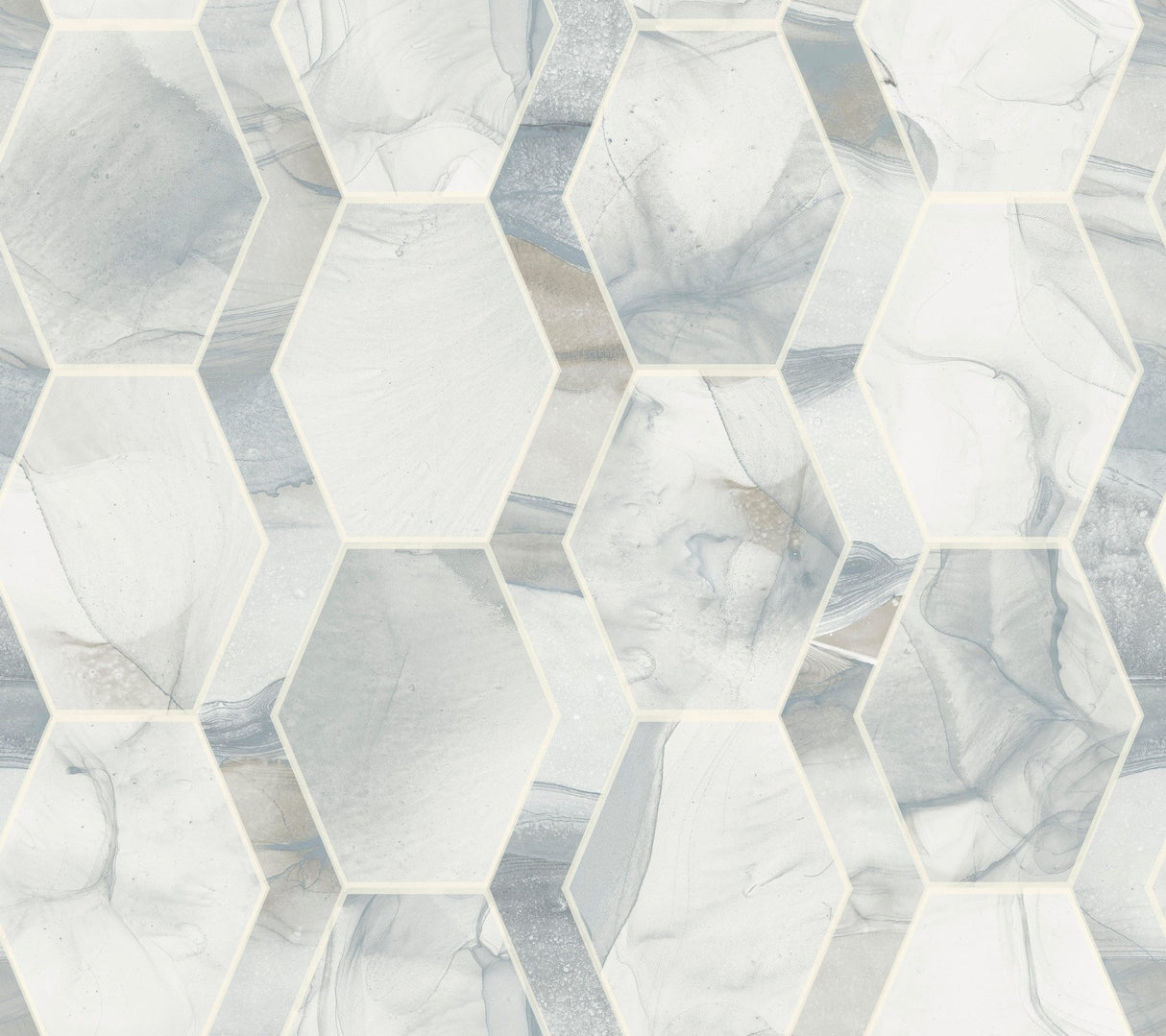 Earthbound Blue & Grey Geometric Marble Hexagon Wallpaper - York OS4281