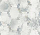 Earthbound Blue & Grey Geometric Marble Hexagon Wallpaper - York OS4281