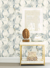 Earthbound Blue & Grey Geometric Marble Hexagon Wallpaper - York OS4281