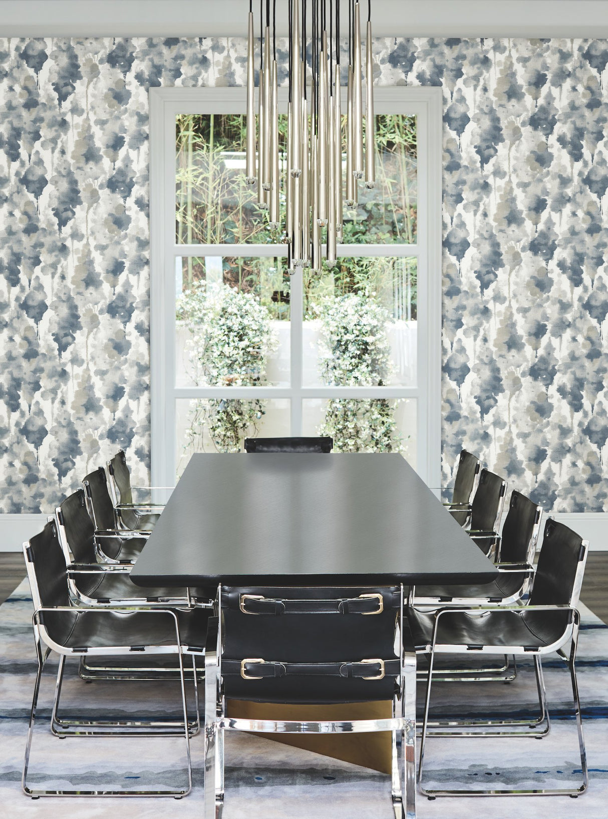 Mirage Navy Wallpaper with Watercolor Botanical Motif - York OS4291