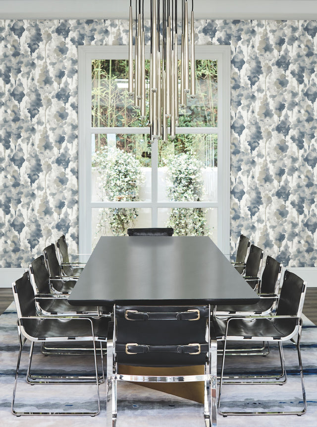 Mirage Navy Wallpaper with Watercolor Botanical Motif - York OS4291