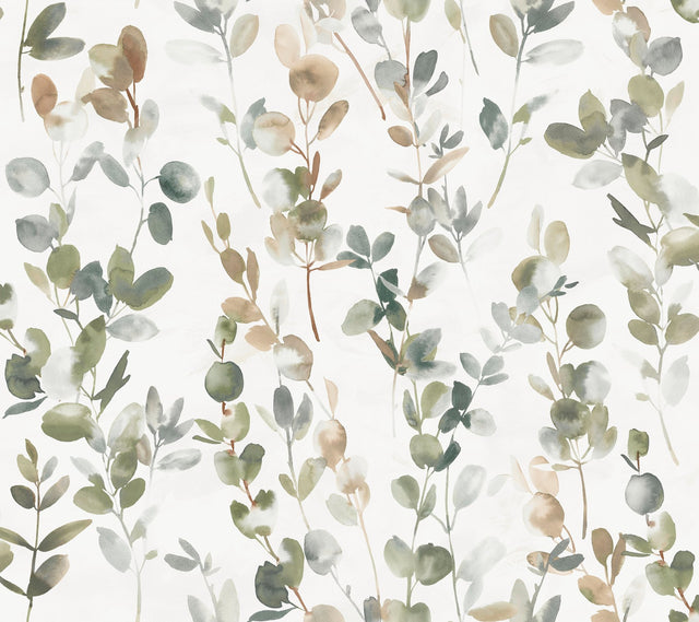 Joyful Eucalyptus Green Watercolor Leaf Wallpaper - York OS4311