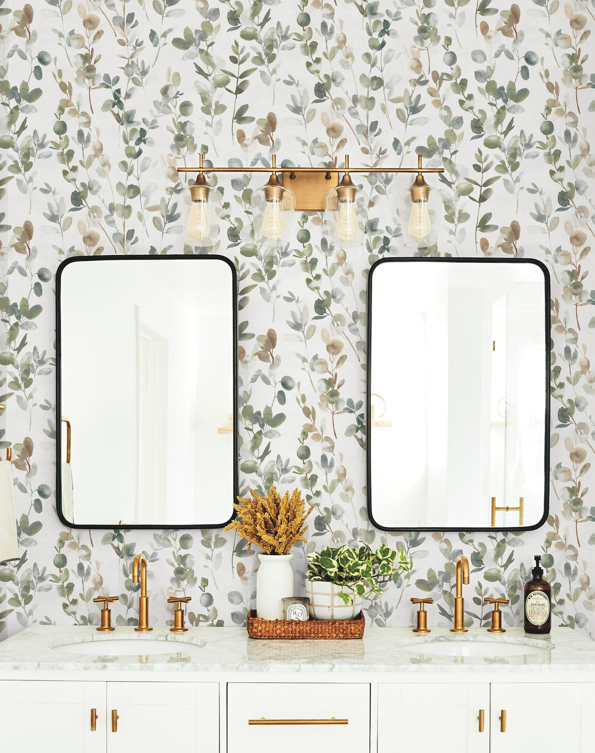 Joyful Eucalyptus Green Watercolor Leaf Wallpaper - York OS4311