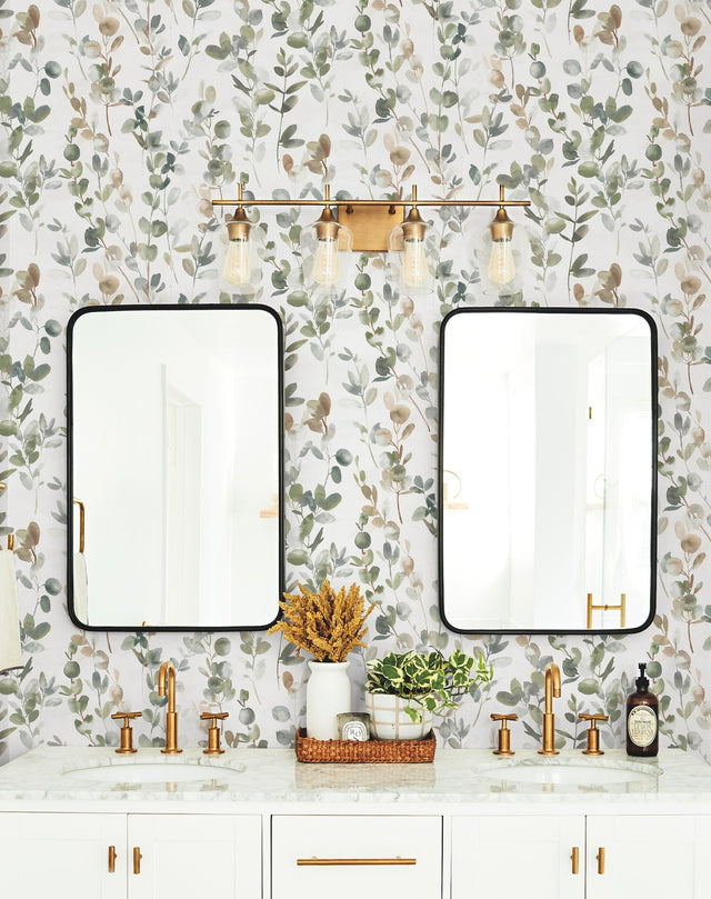 Joyful Eucalyptus Green Watercolor Leaf Wallpaper - York OS4311