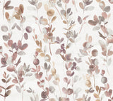 Joyful Eucalyptus Purple Wallpaper with Botanical Watercolor Leaf Motif - York OS4312