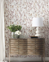 Joyful Eucalyptus Purple Wallpaper with Botanical Watercolor Leaf Motif - York OS4312