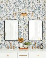 Joyful Eucalyptus Turquoise Wallpaper with Botanical Watercolor Leaf Pattern - York OS4313