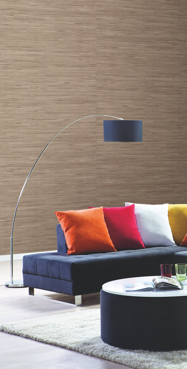 Lustrous Grasscloth Beige Faux Grasscloth Vinyl Wallpaper - York PA130403