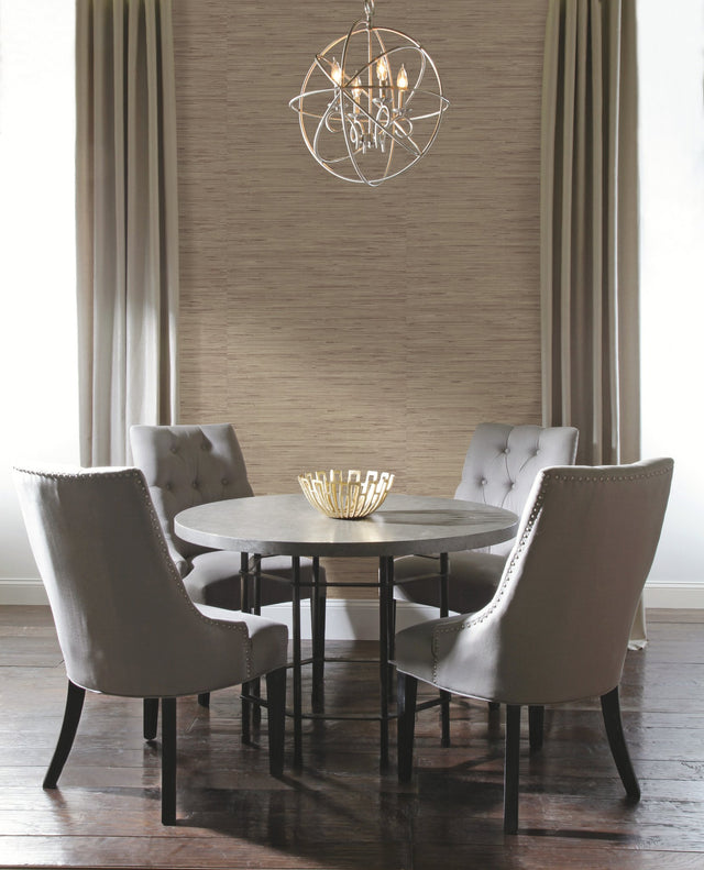 Lustrous Grasscloth Beige Wallpaper with Faux Grasscloth Texture - York PA130406LW