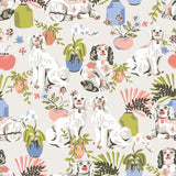 Good Dog Stone Peel & Stick Wallpaper with Whimsical Botanical Toile Pattern - NuWallpaper PFS4812