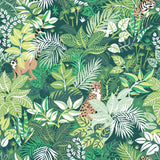 Tropical Oasis Sage Peel & Stick Wallpaper with Botanical Toile Jungle Motif - NuWallpaper PFS4813