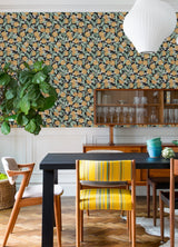 Orange Grove Ink Peel & Stick Wallpaper with Botanical Fruit Motif - Brewster PFS4817