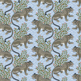 Bagheera Light Blue Peel & Stick Wallpaper with Jungle Cats Botanical Motif - PFS6105