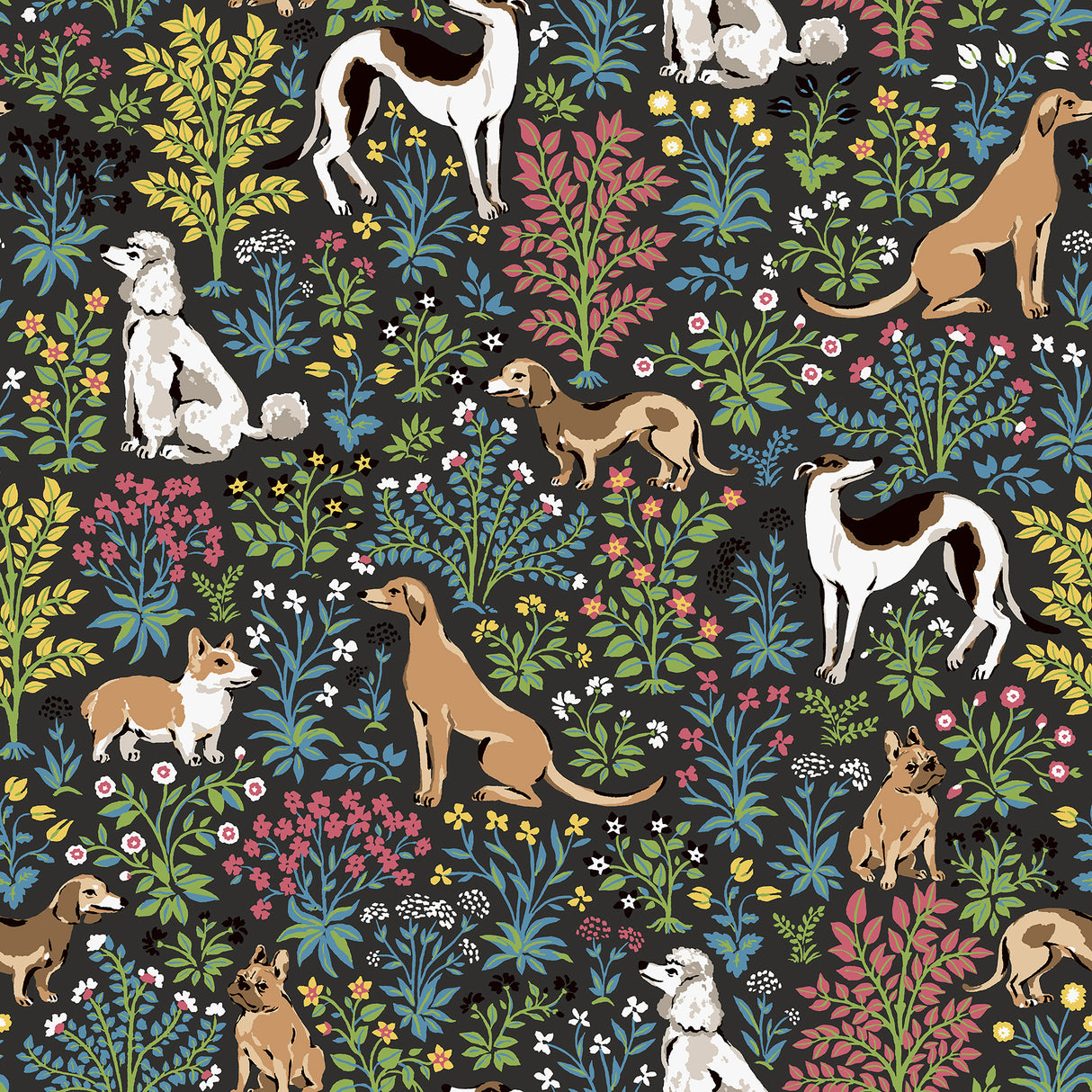 Must Love Dogs Charcoal Peel and Stick Wallpaper by NuWallpaper x PrintFresh - PFS6381