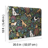 Must Love Dogs Charcoal by NuWallpaper x PrintFresh Peel and Stick Novelty Dog Floral Pattern Removable Wallpaper Roll - PFS6381