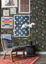 Must Love Dogs Charcoal by NuWallpaper x PrintFresh Peel and Stick Novelty Dog Floral Pattern Removable Wallpaper Roll - PFS6381